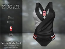 :-:SUGAR:-: Amor Body Suit - {WHITE PANEL} with Belt Texture HUD