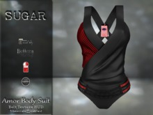 :-:SUGAR:-: Amor Body Suit - {RED STRIPE}  *Add Me*
