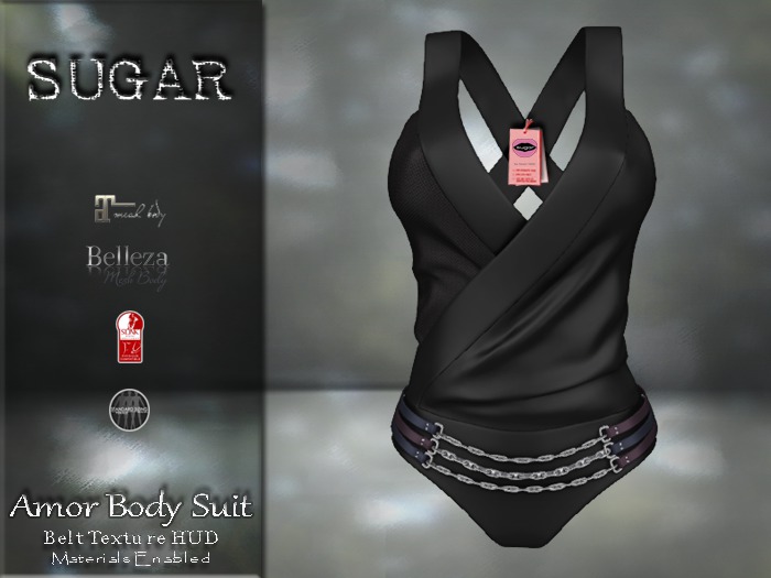 :-:SUGAR:-: Amor Body Suit - {BLACK NET}  *Add Me*