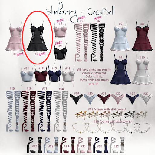 #2 Blueberry - Cocodoll Set - M - Dress - Black - RARE