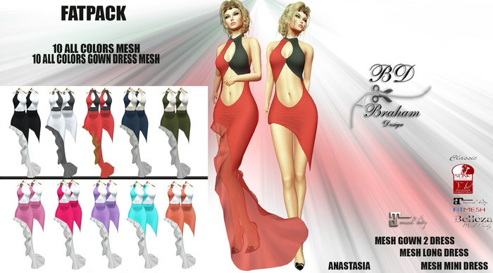 Braham Design FATPACAK Anastasia Lace Gown Mesh