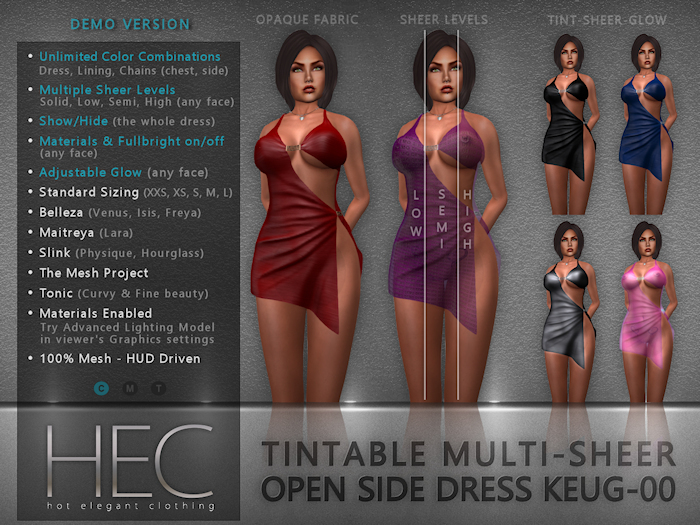 HEC - DEMO-U Tintable Multi-Sheer Open Side Dress KEUG-00