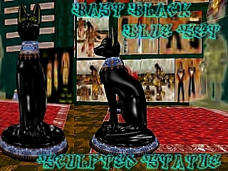 Bast Statue Black Blue Set