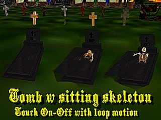 RIP Granite Tomb w/ Moving Skeleton