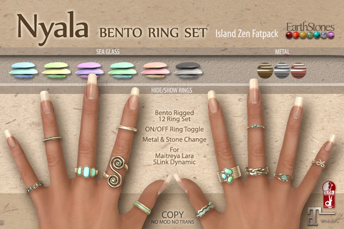 EarthStones Nyala Bento Rings - Island Zen Fatpack