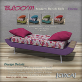 [CIRCA] - "BLOOM" - Modern Bench Sofa - Florals