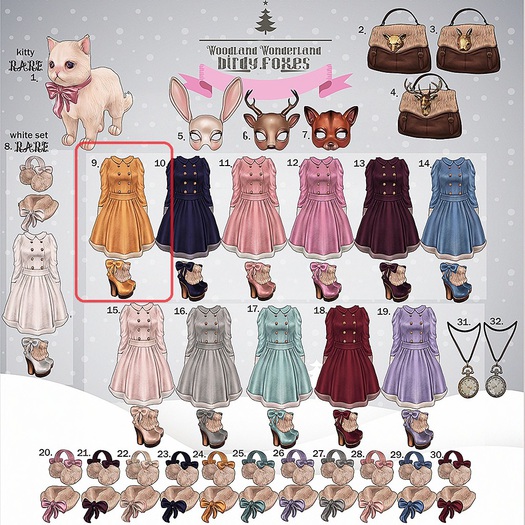 Foxes - Woodland Wonderland -Dress & Boots - s - Mustard [box]