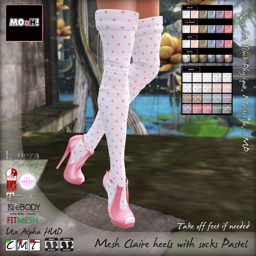 MOoH! Claire heels with socks Pastel (Add)
