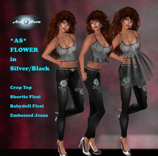 *AS* Flower Silver/black