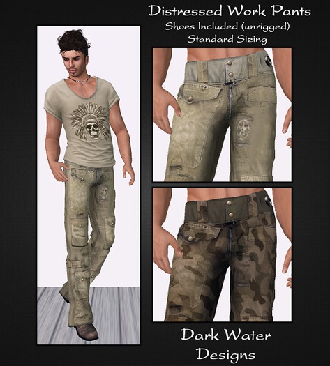 DWD - Distressed Work Pants - Tan/Camo