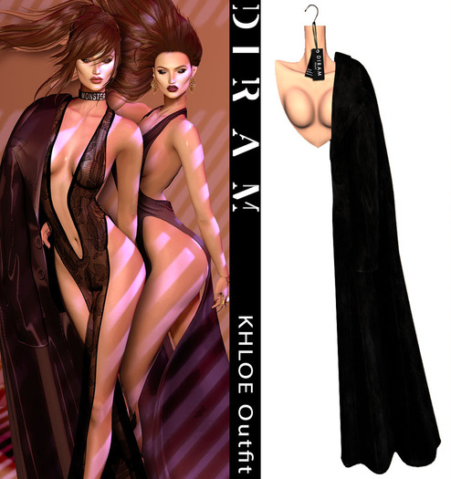 - D I R A M - KHLOE Shoulders Coat - Fur Black