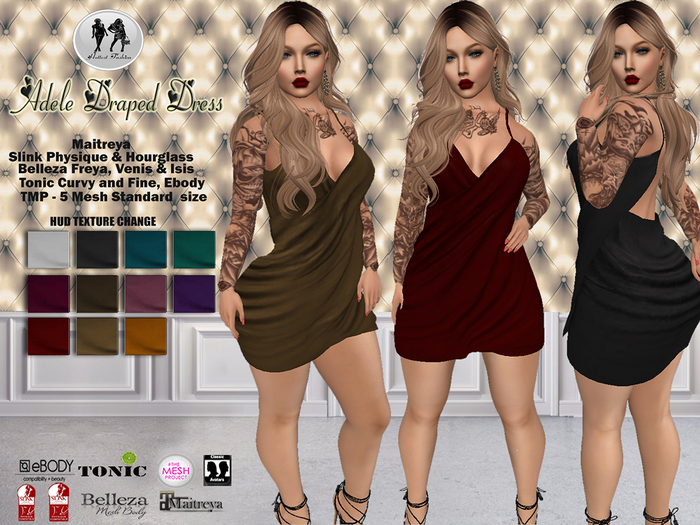 .:H.F ADELE DRAPED DRESS (HUD TEXTURE CHANGE)
