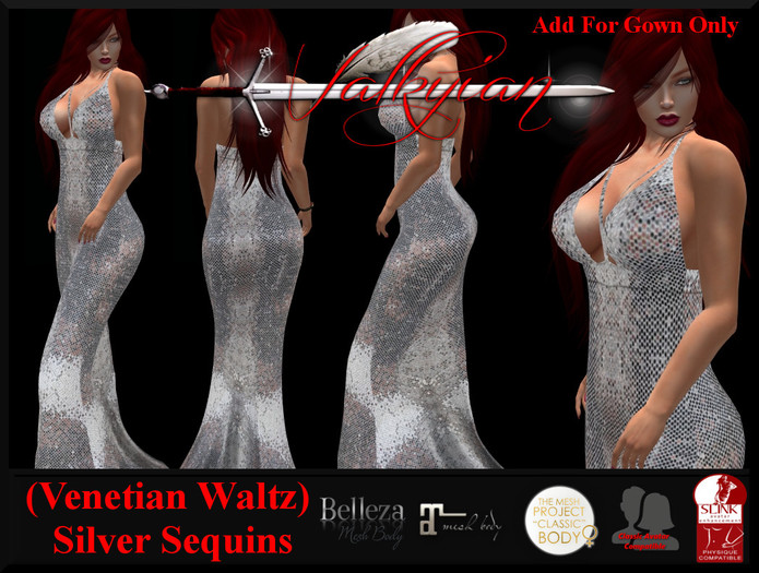 ~Valkyrian~Silver Sequins (Venetian Waltz) Gown (BOXED)