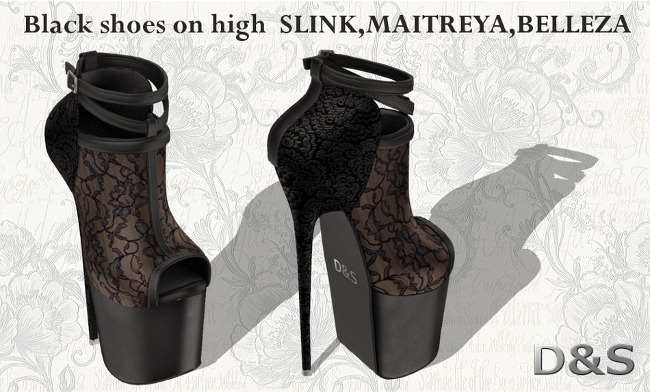 D&S design  BLACK Shoes on high MAITREYA, SLINK, BELLEZA