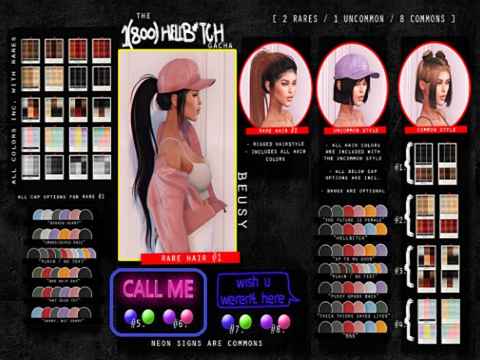 Beusy: "CALL ME" Neon #6 [1(800)HELLB*TCH GACHA/BOXED] COMMON
