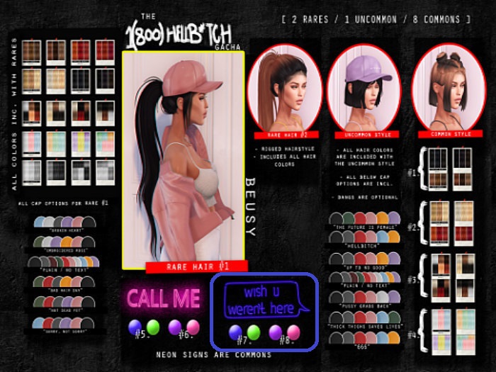 Beusy: "WISH U"Neon #7 [1(800)HELLB*TCH GACHA/BOXED]  COMMON