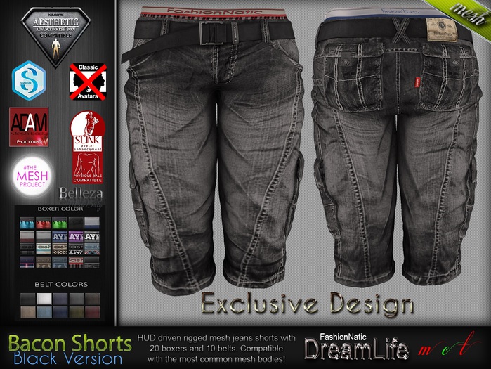 Bacon Shorts  Black - Fashionnatic