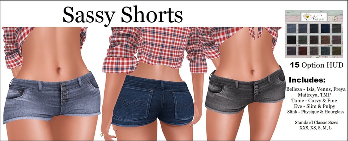 Nixxi Fashions - Sassy Shorts (15 Color HUD)
