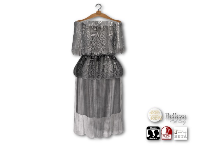 {amiable}Mesh Off-shoulder Lace-top One-piece08