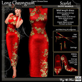 C&F Long Chinese Cheongsam BUNDLE - Scarlet Blossom