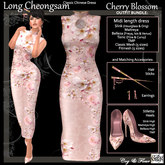 C&F Long Chinese Cheongsam BUNDLE - Pink Cherry Blossom
