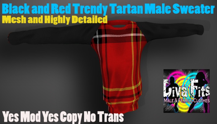 DF Tartan Red and Black mesh sweater