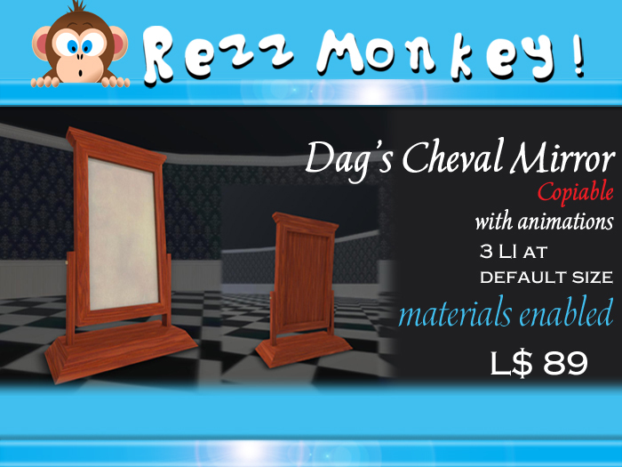 Rezz Monkey Cheval Mirror Tilted