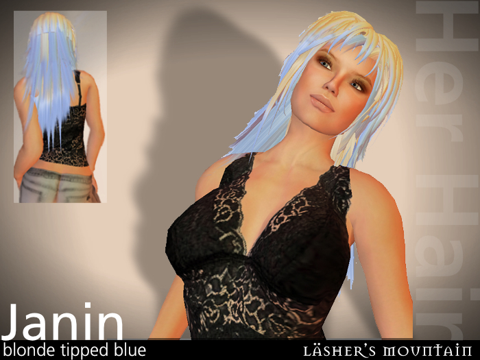  Blonde Tipped Blue JANIN Long Flexi HAIR With Fringe 