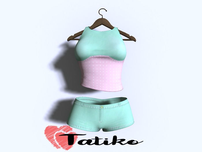 -TATIKO-Outfit Top and shorts (mint) Fitted Mesh, Slink Physique, Maitreya, Belleza, Slink Hourglass, TMP