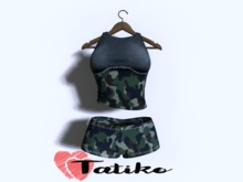 -TATIKO- Top and Shorts camouflage Outfit Fitted Mesh, Slink Physique, Maitreya, Belleza, Slink Hourglass, TMP