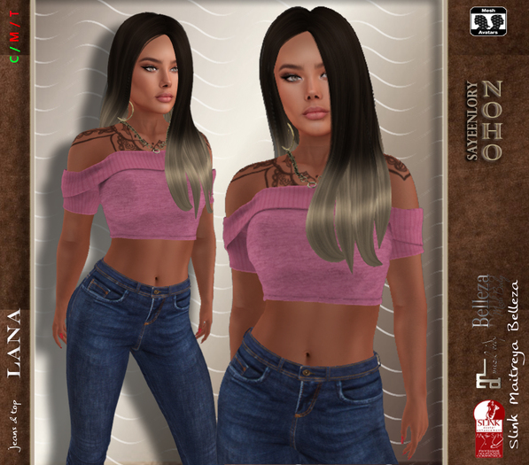 [NOHO] Lara  - Top , Skinny Jeans (fitmesh box) pink