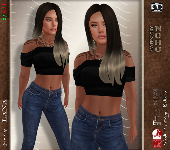 [NOHO] Lara - Top , Skinny Jeans (fitmesh box) black