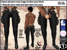 Urgent pleasure men baggy leather pant black fitmesh + zip HUD