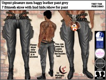 Urgent pleasure men baggy leather pant grey fitmesh and zip HUD