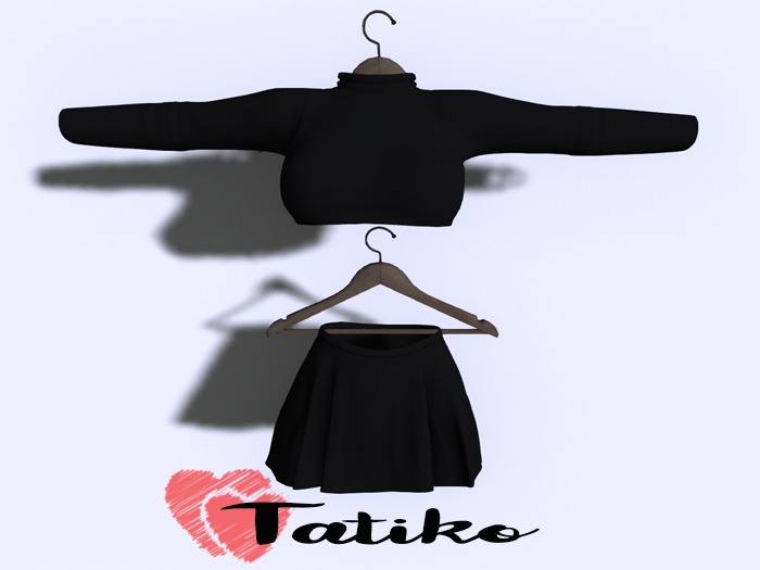 -TATIKO- Shirt and Skirt Outfit black