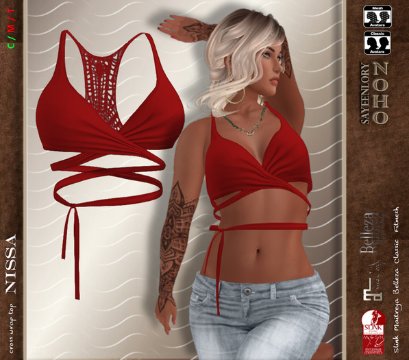 [NOHO] Nissa Cross Wrap Top (fitmesh box) red