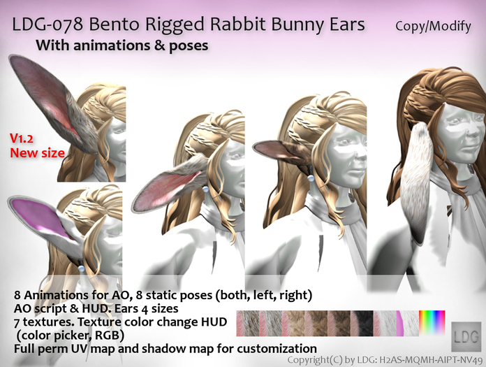LDG-078 Bento Rigged Rabbit Bunny Ears with Animation_Pose