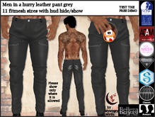 Men in a hurry leather pant grey fitmesh with zip open HUD