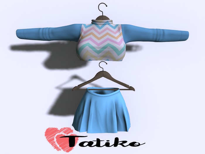 -TATIKO- Shirt and Skirt Outfit blue