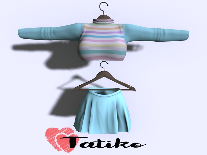 -TATIKO- Shirt and Skirt Outfit aquamarine
