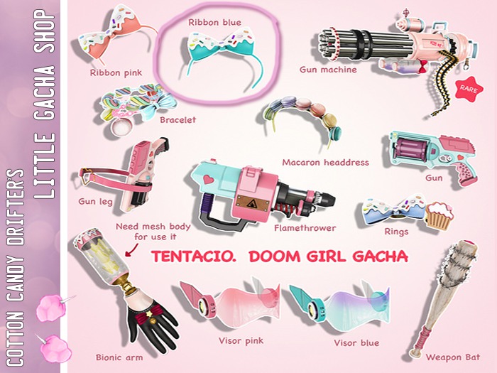 *Tentacio* Doom girl gacha. Ribbon blue 4