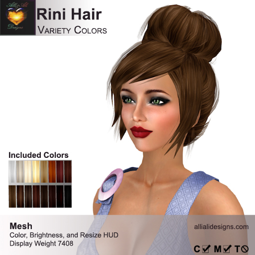 A&A Rini Hair Variety Colors Pack. Resizeable Mesh Updo