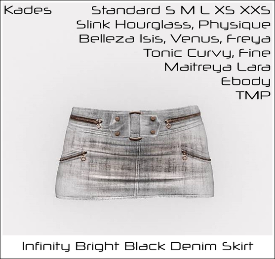 Kades - Infinity Bright Black Denim Skirt