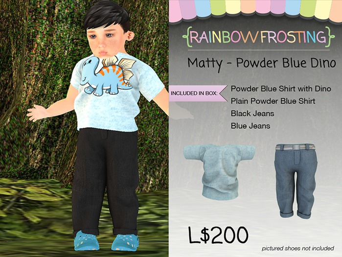 {RF} Matty Powder Blue Dino1 Set  -TD BABY (boxed)