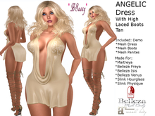 *BSASSY* ANGELIC DRESS WITH HIGH BOOTS TAN