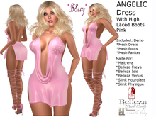 *BSASSY* ANGELIC DRESS WITH HIGH BOOTS PINK