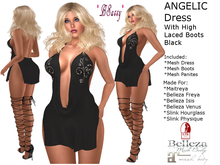 *BSASSY* ANGELIC DRESS AND HIGH BOOTS BLACK