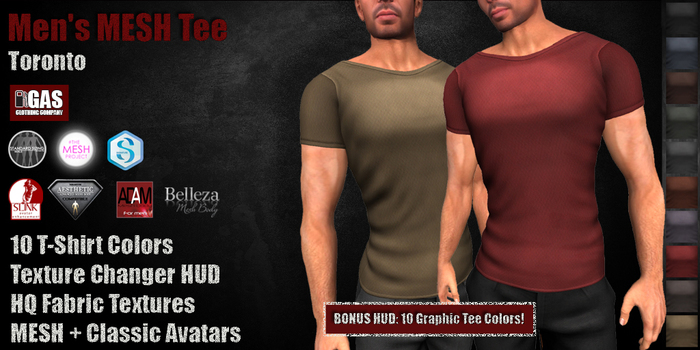 GAS [Men's MESH Tee Toronto - 10 Colors with HUD]