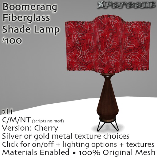 %Boomerang Lamp (Cherry) *MESH* Delivery Box