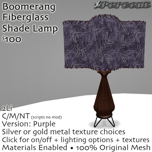 %Boomerang Lamp (Purple) *MESH* Delivery Box